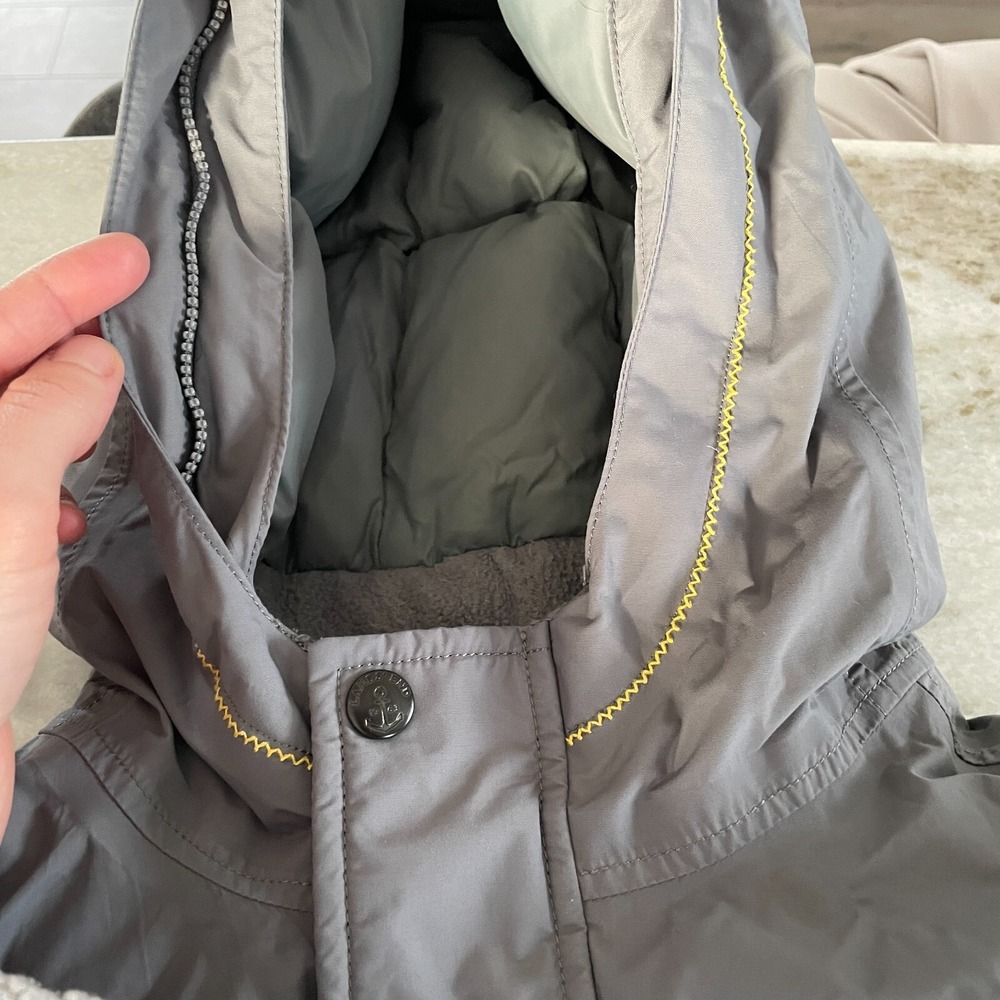 Lands End Down Feather Jacket Kids Boy Sz XL 18-20 Gray Faux Fur Hood Insulated - Picture 5 of 16